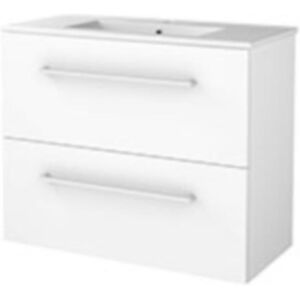 Basic Line Basic-Line Start 39 Badkamermeubelset - Ondiep - 80 x 39 cm - Met Grepen - 2 Lades - Keramische Wastafel - 1 Kraangat - Ice White Basic Line Basic-Line Start 39 Badkamermeubelset - Ondiep - 80 x 39 cm - Met Grepen - 2 Lades - Keramische Wastafel - 1 Kraangat - Ice White