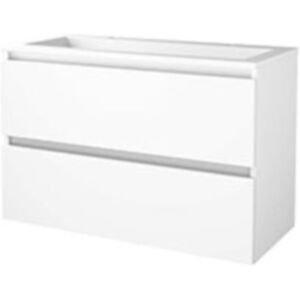 Basic Line Basic-Line Start 46 Badkamermeubelset - 100 x 46 cm - Greeploos - 2 Lades - Acryl Wastafel - 2 Kraangaten - Ice White Basic Line Basic-Line Start 46 Badkamermeubelset - 100 x 46 cm - Greeploos - 2 Lades - Acryl Wastafel - 2 Kraangaten - Ice White