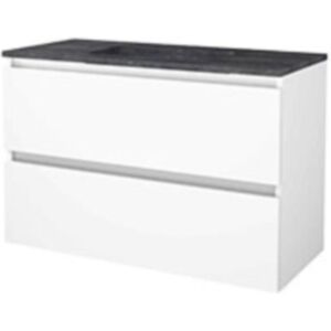 Basic Line Basic-Line Start 46 Badkamermeubelset - 100 x 46 cm - Greeploos - 2 Lades - Hardstenen Wastafel - 1 Kraangat - Ice White Basic Line Basic-Line Start 46 Badkamermeubelset - 100 x 46 cm - Greeploos - 2 Lades - Hardstenen Wastafel - 1 Kraangat - Ice White