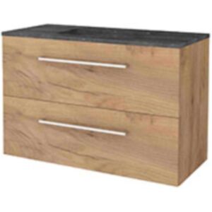 Basic Line Basic-Line Start 46 Badkamermeubelset - 100 x 46 cm - Met Grepen - 2 Lades - Hardstenen Wastafel - Zonder Kraangat - Whisky Oak Basic Line Basic-Line Start 46 Badkamermeubelset - 100 x 46 cm - Met Grepen - 2 Lades - Hardstenen Wastafel - Zonder Kraangat - Whisky Oak