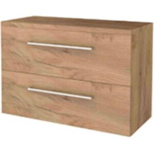 Basic Line Basic-Line Start 46 Badkamermeubelset - 100 x 46 cm - Met Grepen - 2 Lades - Wastafelblad - Whisky Oak Basic Line Basic-Line Start 46 Badkamermeubelset - 100 x 46 cm - Met Grepen - 2 Lades - Wastafelblad - Whisky Oak