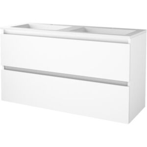 Basic Line Basic-Line Start 46 Badkamermeubelset - 120 x 46 cm - Greeploos - 2 Lades - Acryl Wastafel - 2 Kraangaten - Ice White Basic Line Basic-Line Start 46 Badkamermeubelset - 120 x 46 cm - Greeploos - 2 Lades - Acryl Wastafel - 2 Kraangaten - Ice White