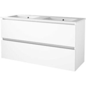 Basic Line Basic-Line Start 46 Badkamermeubelset - 120 x 46 cm - Greeploos - 2 Lades - Keramische Wastafel - 2 Kraangaten - Ice White Basic Line Basic-Line Start 46 Badkamermeubelset - 120 x 46 cm - Greeploos - 2 Lades - Keramische Wastafel - 2 Kraangaten - Ice White