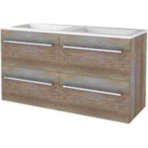 Basic Line Basic-Line Start 46 Badkamermeubelset - 120 x 46 cm - Met Grepen - 4 Lades - Acryl Wastafel - 2 Kraangaten - Scotch Oak Basic Line Basic-Line Start 46 Badkamermeubelset - 120 x 46 cm - Met Grepen - 4 Lades - Acryl Wastafel - 2 Kraangaten - Scotch Oak