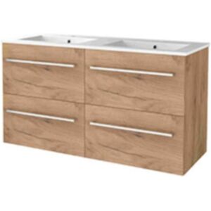Basic Line Basic-Line Start 46 Badkamermeubelset - 120 x 46 cm - Met Grepen - 4 Lades - Keramische Wastafel - 2 Kraangaten - Whisky Oak Basic Line Basic-Line Start 46 Badkamermeubelset - 120 x 46 cm - Met Grepen - 4 Lades - Keramische Wastafel - 2 Kraangaten - Whisky Oak