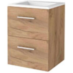 Basic Line Basic-Line Start 46 Badkamermeubelset - 50 x 46 cm - Met Grepen - 2 Lades - Acryl Wastafel - Zonder Kraangat - Whisky Oak Basic Line Basic-Line Start 46 Badkamermeubelset - 50 x 46 cm - Met Grepen - 2 Lades - Acryl Wastafel - Zonder Kraangat - Whisky Oak