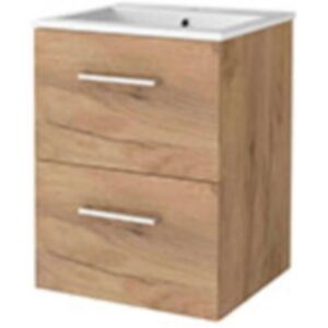 Basic Line Basic-Line Start 46 Badkamermeubelset - 50 x 46 cm - Met Grepen - 2 Lades - Keramische Wastafel - 1 Kraangat - Whisky Oak Basic Line Basic-Line Start 46 Badkamermeubelset - 50 x 46 cm - Met Grepen - 2 Lades - Keramische Wastafel - 1 Kraangat - Whisky Oak