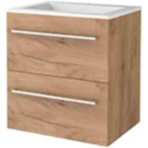 Basic Line Basic-Line Start 46 Badkamermeubelset - 60 x 46 cm - Met Grepen - 2 Lades - Acryl Wastafel - 1 Kraangat - Whisky Oak Basic Line Basic-Line Start 46 Badkamermeubelset - 60 x 46 cm - Met Grepen - 2 Lades - Acryl Wastafel - 1 Kraangat - Whisky Oak