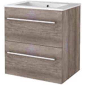Basic Line Basic-Line Start 46 Badkamermeubelset - 60 x 46 cm - Met Grepen - 2 Lades - Keramische Wastafel - 1 Kraangat - Scotch Oak Basic Line Basic-Line Start 46 Badkamermeubelset - 60 x 46 cm - Met Grepen - 2 Lades - Keramische Wastafel - 1 Kraangat - Scotch Oak