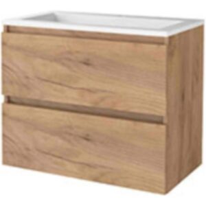 Basic Line Basic-Line Start 46 Badkamermeubelset - 80 x 46 cm - Greeploos - 2 Lades - Acryl Wastafel - 1 Kraangat - Whisky Oak Basic Line Basic-Line Start 46 Badkamermeubelset - 80 x 46 cm - Greeploos - 2 Lades - Acryl Wastafel - 1 Kraangat - Whisky Oak