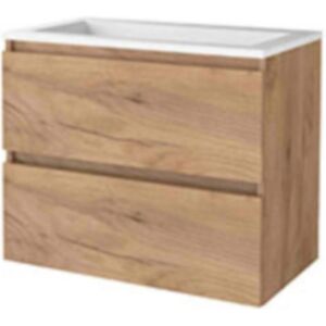 Basic Line Basic-Line Start 46 Badkamermeubelset - 80 x 46 cm - Greeploos - 2 Lades - Acryl Wastafel - Zonder Kraangat - Whisky Oak Basic Line Basic-Line Start 46 Badkamermeubelset - 80 x 46 cm - Greeploos - 2 Lades - Acryl Wastafel - Zonder Kraangat - Whisky Oak