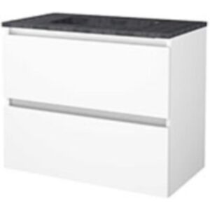 Basic Line Basic-Line Start 46 Badkamermeubelset - 80 x 46 cm - Greeploos - 2 Lades - Hardstenen Wastafel - Zonder Kraangat - Ice White Basic Line Basic-Line Start 46 Badkamermeubelset - 80 x 46 cm - Greeploos - 2 Lades - Hardstenen Wastafel - Zonder Kraangat - Ice White