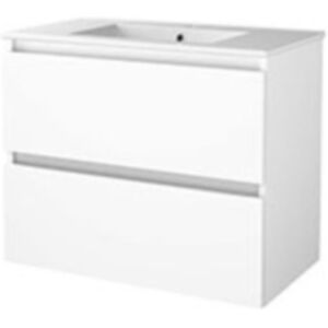 Basic Line Basic-Line Start 46 Badkamermeubelset - 80 x 46 cm - Greeploos - 2 Lades - Keramische Wastafel - 1 Kraangat - Ice White Basic Line Basic-Line Start 46 Badkamermeubelset - 80 x 46 cm - Greeploos - 2 Lades - Keramische Wastafel - 1 Kraangat - Ice White