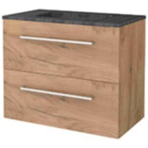 Basic Line Basic-Line Start 46 Badkamermeubelset - 80 x 46 cm - Met Grepen - 2 Lades - Hardstenen Wastafel - 1 Kraangat - Whisky Oak Basic Line Basic-Line Start 46 Badkamermeubelset - 80 x 46 cm - Met Grepen - 2 Lades - Hardstenen Wastafel - 1 Kraangat - Whisky Oak