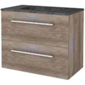 Basic Line Basic-Line Start 46 Badkamermeubelset - 80 x 46 cm - Met Grepen - 2 Lades - Hardstenen Wastafel - Zonder Kraangat - Scotch Oak Basic Line Basic-Line Start 46 Badkamermeubelset - 80 x 46 cm - Met Grepen - 2 Lades - Hardstenen Wastafel - Zonder Kraangat - Scotch Oak