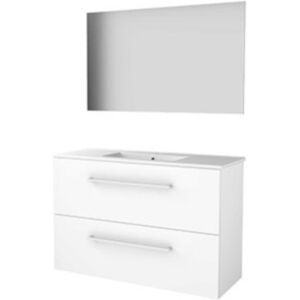 Basic Line Basic-Line Ultimate 39 Badkamermeubelset - Ondiep - 100 x 39 cm - Greeploos - 2 Lades - Keramische Wastafel - 1 Kraangat - Spiegel met Indirecte LED Verlichting - Ice White Basic Line Basic-Line Ultimate 39 Badkamermeubelset - Ondiep - 100 x 39 cm - Greeploos - 2 Lades - Keramische Wastafel - 1 Kraangat - Spiegel met Indirecte LED Verlichting - Ice White