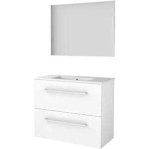 Basic Line Basic-Line Ultimate 39 Badkamermeubelset - Ondiep - 80 x 39 cm - Greeploos - 2 Lades - Keramische Wastafel - 1 Kraangat - Spiegel met Indirecte LED Verlichting - Ice White Basic Line Basic-Line Ultimate 39 Badkamermeubelset - Ondiep - 80 x 39 cm - Greeploos - 2 Lades - Keramische Wastafel - 1 Kraangat - Spiegel met Indirecte LED Verlichting - Ice White