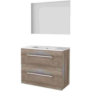 Basic Line Basic-Line Ultimate 39 Badkamermeubelset - Ondiep - 80 x 39 cm - Met Grepen - 2 Lades - Keramische Wastafel - 1 Kraangat - Spiegel met Indirecte LED Verlichting - Scotch Oak Basic Line Basic-Line Ultimate 39 Badkamermeubelset - Ondiep - 80 x 39 cm - Met Grepen - 2 Lades - Keramische Wastafel - 1 Kraangat - Spiegel met Indirecte LED Verlichting - Scotch Oak