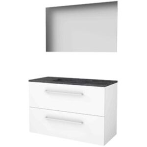 Basic Line Basic-Line Ultimate 46 Badkamermeubelset - 100 x 46 cm - Met Grepen - 2 Lades - Hardstenen Wastafel - 1 Kraangat - Spiegel met Indirecte LED Verlichting - Ice White Basic Line Basic-Line Ultimate 46 Badkamermeubelset - 100 x 46 cm - Met Grepen - 2 Lades - Hardstenen Wastafel - 1 Kraangat - Spiegel met Indirecte LED Verlichting - Ice White