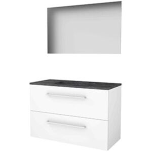 Basic Line Basic-Line Ultimate 46 Badkamermeubelset - 100 x 46 cm - Met Grepen - 2 Lades - Hardstenen Wastafel - Zonder Kraangat - Spiegel met Indirecte LED Verlichting - Ice White Basic Line Basic-Line Ultimate 46 Badkamermeubelset - 100 x 46 cm - Met Grepen - 2 Lades - Hardstenen Wastafel - Zonder Kraangat - Spiegel met Indirecte LED Verlichting - Ice White