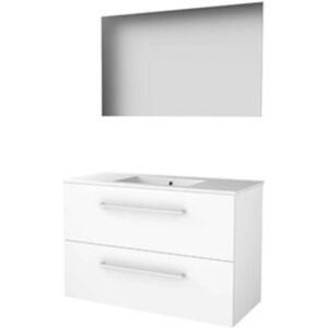 Basic Line Basic-Line Ultimate 46 Badkamermeubelset - 100 x 46 cm - Met Grepen - 2 Lades - Keramische Wastafel - 1 Kraangat - Spiegel met Indirecte LED Verlichting - Ice White Basic Line Basic-Line Ultimate 46 Badkamermeubelset - 100 x 46 cm - Met Grepen - 2 Lades - Keramische Wastafel - 1 Kraangat - Spiegel met Indirecte LED Verlichting - Ice White