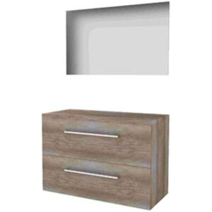 Basic Line Basic-Line Ultimate 46 Badkamermeubelset - 100 x 46 cm - Met Grepen - 2 Lades - Wastafelblad - Spiegel met Indirecte LED Verlichting - Scotch Oak Basic Line Basic-Line Ultimate 46 Badkamermeubelset - 100 x 46 cm - Met Grepen - 2 Lades - Wastafelblad - Spiegel met Indirecte LED Verlichting - Scotch Oak
