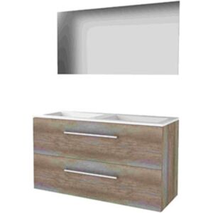 Basic Line Basic-Line Ultimate 46 Badkamermeubelset - 120 x 46 cm - Met Grepen - 2 Lades - Acryl Wastafel - Zonder Kraangat - Spiegel met Indirecte LED Verlichting - Scotch Oak Basic Line Basic-Line Ultimate 46 Badkamermeubelset - 120 x 46 cm - Met Grepen - 2 Lades - Acryl Wastafel - Zonder Kraangat - Spiegel met Indirecte LED Verlichting - Scotch Oak