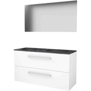 Basic Line Basic-Line Ultimate 46 Badkamermeubelset - 120 x 46 cm - Met Grepen - 2 Lades - Hardstenen Wastafel - Zonder Kraangat - Spiegel met Indirecte LED Verlichting - Ice White Basic Line Basic-Line Ultimate 46 Badkamermeubelset - 120 x 46 cm - Met Grepen - 2 Lades - Hardstenen Wastafel - Zonder Kraangat - Spiegel met Indirecte LED Verlichting - Ice White