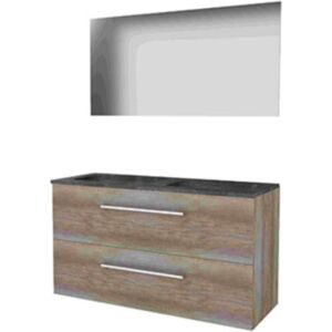 Basic Line Basic-Line Ultimate 46 Badkamermeubelset - 120 x 46 cm - Met Grepen - 2 Lades - Hardstenen Wastafel - Zonder Kraangat - Spiegel met Indirecte LED Verlichting - Scotch Oak Basic Line Basic-Line Ultimate 46 Badkamermeubelset - 120 x 46 cm - Met Grepen - 2 Lades - Hardstenen Wastafel - Zonder Kraangat - Spiegel met Indirecte LED Verlichting - Scotch Oak