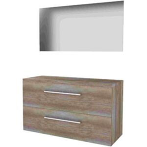 Basic Line Basic-Line Ultimate 46 Badkamermeubelset - 120 x 46 cm - Met Grepen - 2 Lades - Wastafelblad - Spiegel met Indirecte LED Verlichting - Scotch Oak Basic Line Basic-Line Ultimate 46 Badkamermeubelset - 120 x 46 cm - Met Grepen - 2 Lades - Wastafelblad - Spiegel met Indirecte LED Verlichting - Scotch Oak