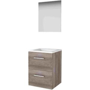 Basic Line Basic-Line Ultimate 46 Badkamermeubelset - 50 x 46 cm - Met Grepen - 2 Lades - Acryl Wastafel - 1 Kraangat - Spiegel met Indirecte LED Verlichting - Scotch Oak Basic Line Basic-Line Ultimate 46 Badkamermeubelset - 50 x 46 cm - Met Grepen - 2 Lades - Acryl Wastafel - 1 Kraangat - Spiegel met Indirecte LED Verlichting - Scotch Oak