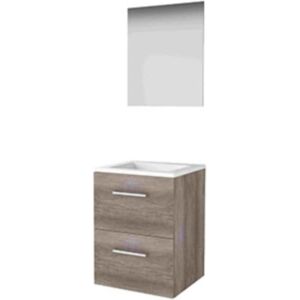 Basic Line Basic-Line Ultimate 46 Badkamermeubelset - 50 x 46 cm - Met Grepen - 2 Lades - Acryl Wastafel - Zonder Kraangat - Spiegel met Indirecte LED Verlichting - Scotch Oak Basic Line Basic-Line Ultimate 46 Badkamermeubelset - 50 x 46 cm - Met Grepen - 2 Lades - Acryl Wastafel - Zonder Kraangat - Spiegel met Indirecte LED Verlichting - Scotch Oak