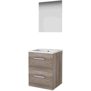 Basic Line Basic-Line Ultimate 46 Badkamermeubelset - 50 x 46 cm - Met Grepen - 2 Lades - Keramische Wastafel - 1 Kraangat - Spiegel met Indirecte LED Verlichting - Scotch Oak Basic Line Basic-Line Ultimate 46 Badkamermeubelset - 50 x 46 cm - Met Grepen - 2 Lades - Keramische Wastafel - 1 Kraangat - Spiegel met Indirecte LED Verlichting - Scotch Oak