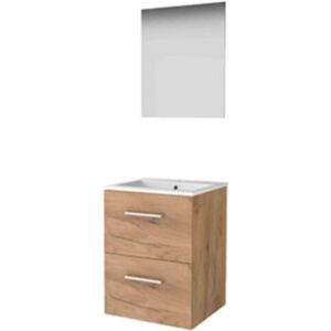 Basic Line Basic-Line Ultimate 46 Badkamermeubelset - 50 x 46 cm - Met Grepen - 2 Lades - Keramische Wastafel - 1 Kraangat - Spiegel met Indirecte LED Verlichting - Whisky Oak Basic Line Basic-Line Ultimate 46 Badkamermeubelset - 50 x 46 cm - Met Grepen - 2 Lades - Keramische Wastafel - 1 Kraangat - Spiegel met Indirecte LED Verlichting - Whisky Oak