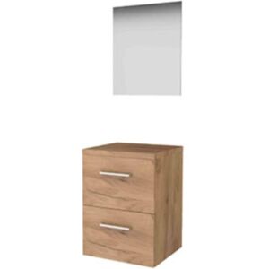 Basic Line Basic-Line Ultimate 46 Badkamermeubelset - 50 x 46 cm - Met Grepen - 2 Lades - Wastafelblad - Spiegel met Indirecte LED Verlichting - Whisky Oak Basic Line Basic-Line Ultimate 46 Badkamermeubelset - 50 x 46 cm - Met Grepen - 2 Lades - Wastafelblad - Spiegel met Indirecte LED Verlichting - Whisky Oak