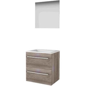Basic Line Basic-Line Ultimate 46 Badkamermeubelset - 60 x 46 cm - Met Grepen - 2 Lades - Acryl Wastafel - 1 Kraangat - Spiegel met Indirecte LED Verlichting - Scotch Oak Basic Line Basic-Line Ultimate 46 Badkamermeubelset - 60 x 46 cm - Met Grepen - 2 Lades - Acryl Wastafel - 1 Kraangat - Spiegel met Indirecte LED Verlichting - Scotch Oak