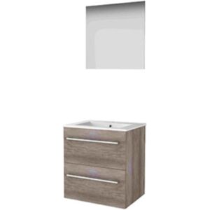 Basic Line Basic-Line Ultimate 46 Badkamermeubelset - 60 x 46 cm - Met Grepen - 2 Lades - Keramische Wastafel - 1 Kraangat - Spiegel met Indirecte LED Verlichting - Scotch Oak Basic Line Basic-Line Ultimate 46 Badkamermeubelset - 60 x 46 cm - Met Grepen - 2 Lades - Keramische Wastafel - 1 Kraangat - Spiegel met Indirecte LED Verlichting - Scotch Oak