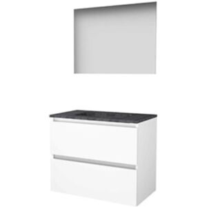 Basic Line Basic-Line Ultimate 46 Badkamermeubelset - 80 x 46 cm - Greeploos - 2 Lades - Hardstenen Wastafel - 1 Kraangat - Spiegel met Indirecte LED Verlichting - Ice White Basic Line Basic-Line Ultimate 46 Badkamermeubelset - 80 x 46 cm - Greeploos - 2 Lades - Hardstenen Wastafel - 1 Kraangat - Spiegel met Indirecte LED Verlichting - Ice White