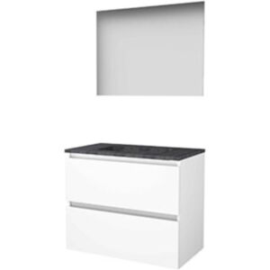 Basic Line Basic-Line Ultimate 46 Badkamermeubelset - 80 x 46 cm - Greeploos - 2 Lades - Hardstenen Wastafel - Zonder Kraangat - Spiegel met Indirecte LED Verlichting - Ice White Basic Line Basic-Line Ultimate 46 Badkamermeubelset - 80 x 46 cm - Greeploos - 2 Lades - Hardstenen Wastafel - Zonder Kraangat - Spiegel met Indirecte LED Verlichting - Ice White