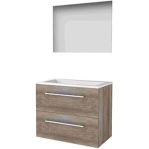 Basic Line Basic-Line Ultimate 46 Badkamermeubelset - 80 x 46 cm - Met Grepen - 2 Lades - Acryl Wastafel - Zonder Kraangat - Spiegel met Indirecte LED Verlichting - Scotch Oak Basic Line Basic-Line Ultimate 46 Badkamermeubelset - 80 x 46 cm - Met Grepen - 2 Lades - Acryl Wastafel - Zonder Kraangat - Spiegel met Indirecte LED Verlichting - Scotch Oak