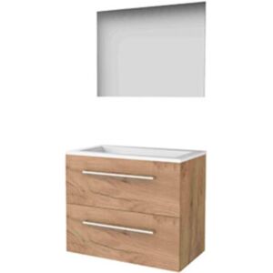 Basic Line Basic-Line Ultimate 46 Badkamermeubelset - 80 x 46 cm - Met Grepen - 2 Lades - Acryl Wastafel - Zonder Kraangat - Spiegel met Indirecte LED Verlichting - Whisky Oak Basic Line Basic-Line Ultimate 46 Badkamermeubelset - 80 x 46 cm - Met Grepen - 2 Lades - Acryl Wastafel - Zonder Kraangat - Spiegel met Indirecte LED Verlichting - Whisky Oak