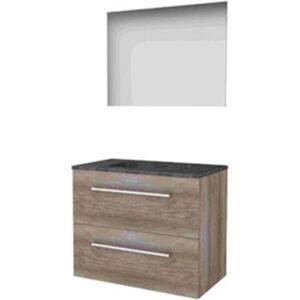 Basic Line Basic-Line Ultimate 46 Badkamermeubelset - 80 x 46 cm - Met Grepen - 2 Lades - Hardstenen Wastafel - Zonder Kraangat - Spiegel met Indirecte LED Verlichting - Scotch Oak Basic Line Basic-Line Ultimate 46 Badkamermeubelset - 80 x 46 cm - Met Grepen - 2 Lades - Hardstenen Wastafel - Zonder Kraangat - Spiegel met Indirecte LED Verlichting - Scotch Oak