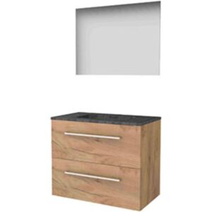 Basic Line Basic-Line Ultimate 46 Badkamermeubelset - 80 x 46 cm - Met Grepen - 2 Lades - Hardstenen Wastafel - Zonder Kraangat - Spiegel met Indirecte LED Verlichting - Whisky Oak Basic Line Basic-Line Ultimate 46 Badkamermeubelset - 80 x 46 cm - Met Grepen - 2 Lades - Hardstenen Wastafel - Zonder Kraangat - Spiegel met Indirecte LED Verlichting - Whisky Oak