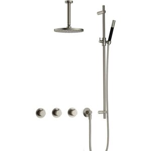 Hotbath Cobber - CB7067 - Inbouw Regendoucheset - Geborsteld Nikkel - 2 Stopkranen - Thermostatisch - Plafondbuis 15 cm - Hoofddouche 200 mm - Staafhanddouche - Glijstang 900 mm - Waterbesparend Hotbath Cobber - CB7067 - Inbouw Regendoucheset - Geborsteld Nikkel - 2 Stopkranen - Thermostatisch - Plafondbuis 15 cm - Hoofddouche 200 mm - Staafhanddouche - Glijstang 900 mm - Waterbesparend