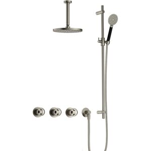 Hotbath Cobber - CW7067 - Inbouw Regendoucheset - Geborsteld Nikkel - 2 Stopkranen - Thermostatisch - Plafondbuis 15 cm - Hoofddouche 200 mm - Ronde Handdouche 3 Standen - Glijstang 900 mm - Waterbesparend Hotbath Cobber - CW7067 - Inbouw Regendoucheset - Geborsteld Nikkel - 2 Stopkranen - Thermostatisch - Plafondbuis 15 cm - Hoofddouche 200 mm - Ronde Handdouche 3 Standen - Glijstang 900 mm - Waterbesparend