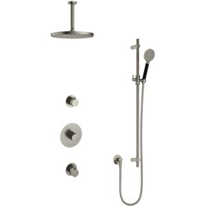 Hotbath Cobber - Inbouw Regendoucheset - Geborsteld Nikkel - 2 Stopkranen - Thermostatisch - Plafondbuis 15 cm - Hoofddouche 300 mm - Ronde Handdouche 3 Standen - Glijstang 900 mm - Waterbesparend Hotbath Cobber - Inbouw Regendoucheset - Geborsteld Nikkel - 2 Stopkranen - Thermostatisch - Plafondbuis 15 cm - Hoofddouche 300 mm - Ronde Handdouche 3 Standen - Glijstang 900 mm - Waterbesparend