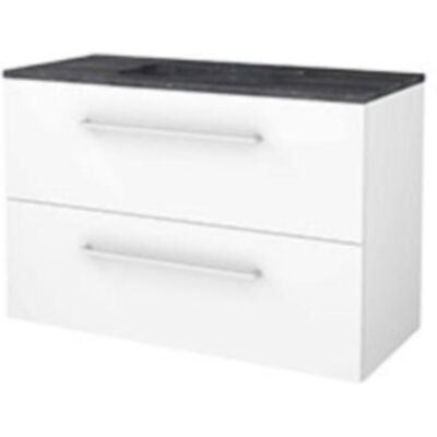 Basic Line Basic-Line Start 46 Badkamermeubelset - 100 x 46 cm - Met Grepen - 2 Lades - Hardstenen Wastafel - 1 Kraangat - Ice White Basic Line Basic-Line Start 46 Badkamermeubelset - 100 x 46 cm - Met Grepen - 2 Lades - Hardstenen Wastafel - 1 Kraangat - Ice White