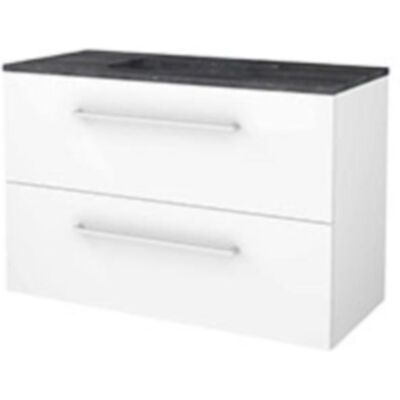 Basic Line Basic-Line Start 46 Badkamermeubelset - 100 x 46 cm - Met Grepen - 2 Lades - Hardstenen Wastafel - Zonder Kraangat - Ice White Basic Line Basic-Line Start 46 Badkamermeubelset - 100 x 46 cm - Met Grepen - 2 Lades - Hardstenen Wastafel - Zonder Kraangat - Ice White