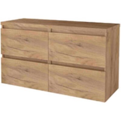 Basic Line Basic-Line Start 46 Badkamermeubelset - 120 x 46 cm - Greeploos - 4 Lades - Wastafelblad - Whisky Oak Basic Line Basic-Line Start 46 Badkamermeubelset - 120 x 46 cm - Greeploos - 4 Lades - Wastafelblad - Whisky Oak
