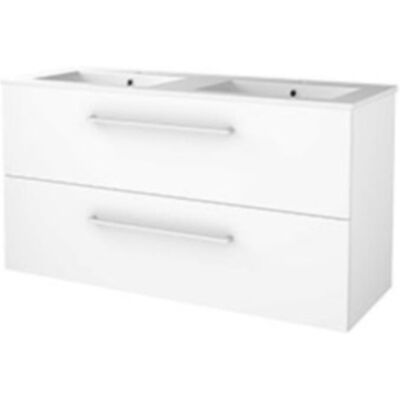 Basic Line Basic-Line Start 46 Badkamermeubelset - 120 x 46 cm - Met Grepen - 2 Lades - Keramische Wastafel - 2 Kraangaten - Ice White Basic Line Basic-Line Start 46 Badkamermeubelset - 120 x 46 cm - Met Grepen - 2 Lades - Keramische Wastafel - 2 Kraangaten - Ice White